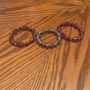 PRE LOVED WOMEN NO BRAND (2) PURPLE + SILVERTONE AND SILVERTONE/PURPLE BRACELET